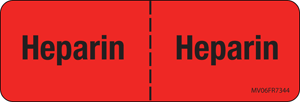 Label Paper Permanent Heparin Ã¢¦ Heparin 1" Core 2 15/16"x1 Fl. Red 333 per Roll