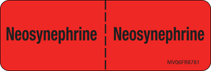 Label Paper Permanent Neosynephrine:, 1" Core, 2 15/16" x 1", Fl. Red, 333 per Roll