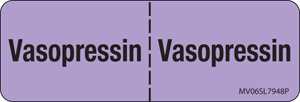 Label Paper Permanent Vasopressin:, 1" Core, 2 15/16" x 1", Lavender, 333 per Roll