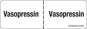 Label Paper Permanent Vasopressin:, 1" Core, 2 15/16" x 1", White, 333 per Roll