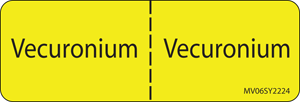 Label Paper Permanent Vecuronium:, 1" Core, 2 15/16" x 1", Yellow, 333 per Roll