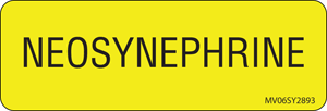Label Paper Permanent Neosynephrine, 1" Core, 2 15/16" x 1", Yellow, 333 per Roll