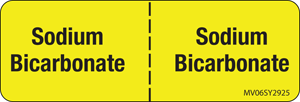 Label Paper Permanent Sodium Bicarbonate:, 1" Core, 2 15/16" x 1", Yellow, 333 per Roll