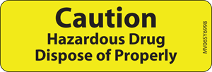 Label Paper Permanent Caution Hazardous 1" Core 2 15/16"x1 Yellow 333 per Roll