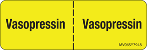 Label Paper Permanent Vasopressin:, 1" Core, 2 15/16" x 1", Yellow, 333 per Roll