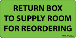 Label Paper Removable Return Box To, 1" Core, 2 15/16" x 1", 1/2", Fl. Green, 333 per Roll