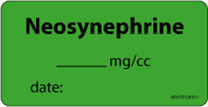 Label Paper Removable Neosynephrine mg/cc, 1" Core, 2 15/16" x 1", 1/2", Fl. Green, 333 per Roll