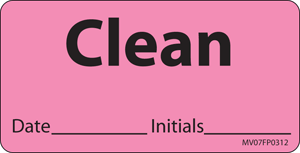 Label Paper Removable Clean Date Initials, 1" Core, 2 15/16" x 1", 1/2", Fl. Pink, 333 per Roll