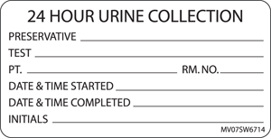 Lab Communication Label (Paper, Removable) 24 Hour Urine 2 15/16"x1 1/2" White - 333 per Roll