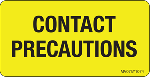 Label Paper Permanent Contact Precautions 1" Core 2 15/16"x1 1/2" Yellow 333 per Roll