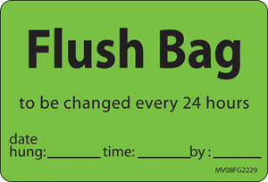 Label Paper Removable Flush Bag To, 1" Core, 2" 15/16" x 2, Fl. Green, 333 per Roll