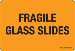 Label Paper Removable Fragile Glass Slides, 1" Core, 2" 15/16" x 2, Fl. Orange, 333 per Roll
