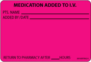 Label Paper Removable Medication Added To, 1" Core, 2" 15/16" x 2, Fl. Pink, 333 per Roll