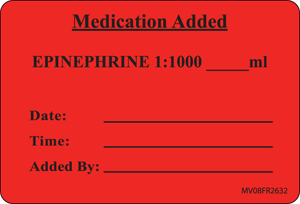 Label Paper Permanent Medication Added, 1" Core, 2" 15/16" x 2, Fl. Red, 333 per Roll