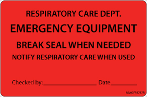 Label Paper Removable Respiratory Care, 1" Core, 4" x 2 5/8", Fl. Red, 375 per Roll