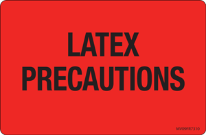 Label Paper Permanent Latex Precautions, 1" Core, 4" x 2 5/8", Fl. Red, 375 per Roll