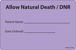 Label Paper Removable Allow Natural Death, 1" Core, 4" x 2 5/8", Lavender, 375 per Roll