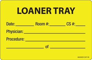 Label Paper Removable Loaner Tray, 1" Core, 4" x 2 5/8", Yellow, 375 per Roll