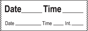 Anesthesia Tape with Date, Time & Initial (Removable) Date Time Int. 1/2" x 500" - 333 Imprints - White - 500 Inches per Roll