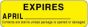 Label Paper Permanent Expires April  2 7/8"x7/8" Yellow 1000 per Roll