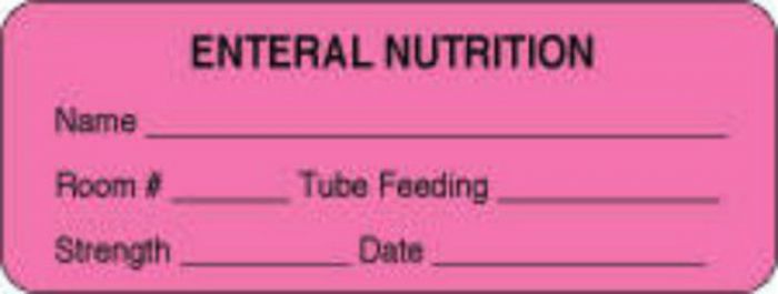 Label Paper Permanent Enteral Nutrition  3"x1 1/8" Fl. Pink 1000 per Roll