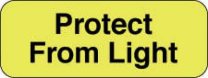 Communication Label (Paper, Permanent) Protect From Light 2" x 3/4" Fluorescent Yellow - 1000 per Roll
