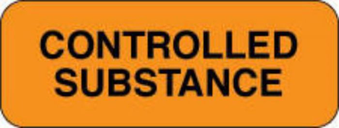 Communication Label (Paper, Permanent) Controlled Substance 2" x 3/4" Fluorescent Orange - 1000 per Roll
