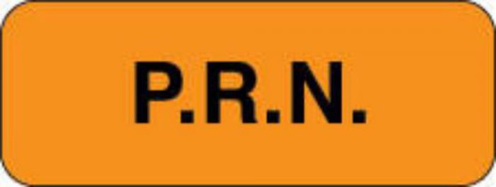 Communication Label (Paper, Permanent) P.R.N. 2" x 3/4" Fluorescent Orange - 1000 per Roll