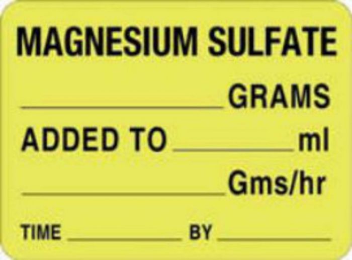 Label Paper Permanent Magnesium Sulfate, 2 3/8" x 1", 3/4", Fl. Yellow, 1000 per Roll