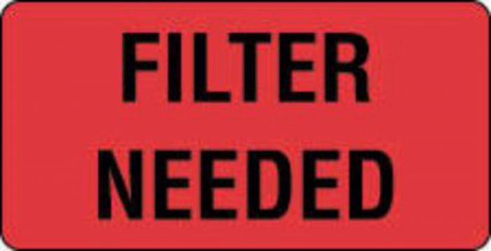 Communication Label (Paper, Permanent) Filter Needed 1 5/8" x 7/8" Fluorescent Red - 1000 per Roll