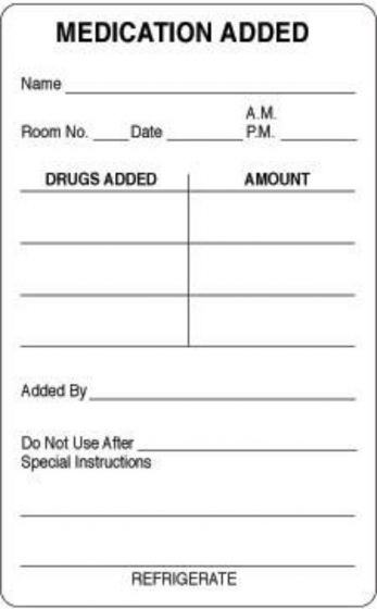 Label Paper Permanent Medication Added, 1" Core, 2 1/2" x 4", White, 500 per Roll