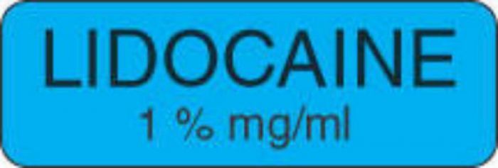 Anesthesia Label (Paper, Permanent) Lidocaine 1 % mg/ml 1 1/2" x 1/2" Blue - 1000 per Roll