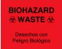 Hazard Label (Paper, Permanent) Biohazard Waste  10"x8" Fluorescent Red - 50 Labels per Package