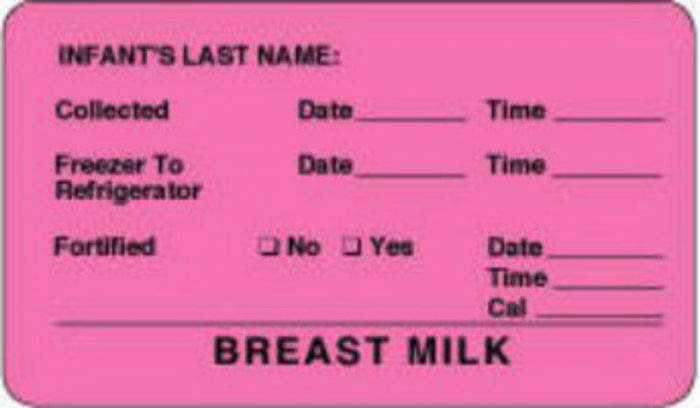 Label Paper Permanent Infants Last Name:, 3" x 1", 3/4", Fl. Pink, 500 per Roll