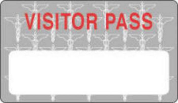 Visitor Pass Label Paper Removable "Visitor Pass" 1-1/2" Core 2-3/4" X 1-3/4" Gray, 1000 per Roll