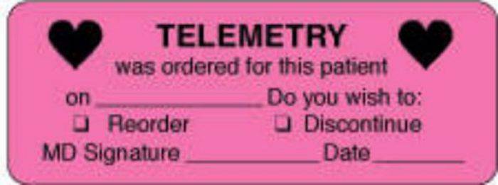 Label Paper Permanent Telemetry Was 3" x 1", 1/8", Fl. Pink, 1000 per Roll