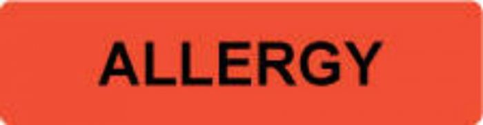 Label Paper Removable Allergy 5 3/8" x 1", 3/8", Red, 500 per Roll