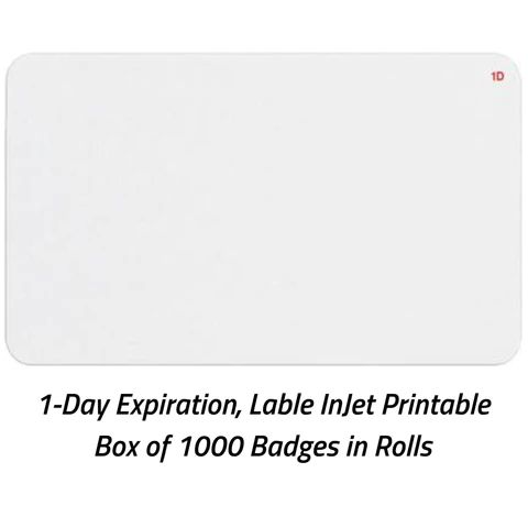 TEMPbadge®  Large 1-Day Expiring Visitor Badge FRONT, Inkjet Printable Rolls, Box of 1000