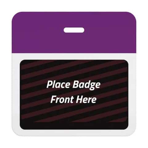 TEMPbadge® Expiring Visitor Badge Clip-on BACK, Purple , Box of 1000