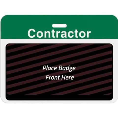 TEMPbadge® Large Expiring Visitor Badge Clip-on BACK, Pre-Printed "Contractor," Green, Box of 1000