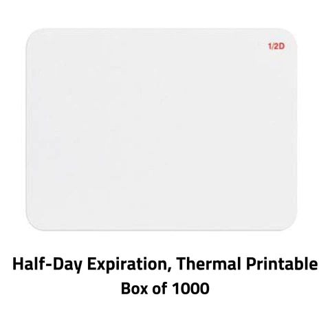 TEMPbadge® Half-Day Expiring Visitor Badge FRONT, Thermal Printable, Box of 1000