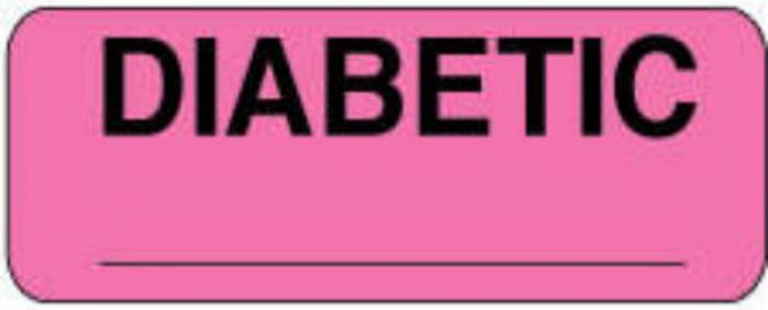 Label Paper Permanent Diabetic ___  2 1/4"x7/8" Fl. Pink 1000 per Roll
