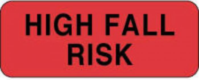 Label Paper Permanent High Fall Risk 2 1/4" x 7/8", Fl. Red, 1000 per Roll