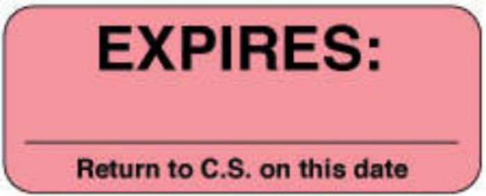 Label Paper Permanent Expires: ___  2 1/4"x7/8" Pink 1000 per Roll