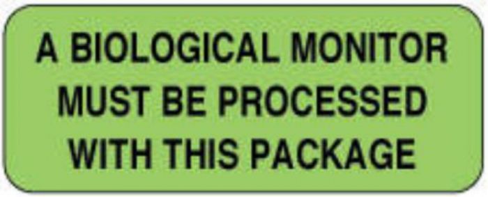 Label Paper Removable A Biological Monitor 2 1/4" x 7/8", Fl. Green, 1000 per Roll