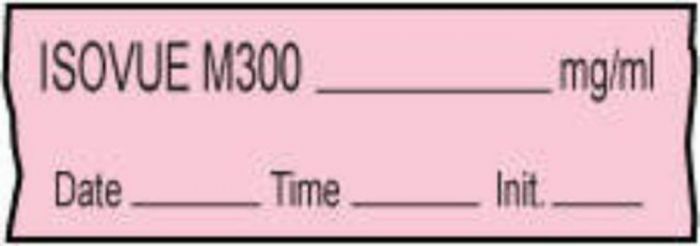 Anesthesia Tape with Date, Time & Initial (Removable) Isovue M300 mg/ml 1/2" x 500" - 333 Imprints - Pink - 500 Inches per Roll