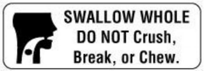Communication Label (Paper, Permanent) Swallow Whole Do 1 1/2" x 1/2" White - 1000 per Roll