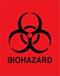 Hazard Label (Paper, Permanent) Biohazard  8"x10" Fluorescent Red - 50 Labels per Package
