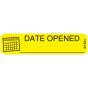 Communication Label (Paper, Permanent) Date Opened 1 9/16" x 3/8" Yellow - 500 per Roll, 2 Rolls per Box