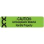 Communication Label (Paper, Permanent) Caution 3 1/2" x 7/8" Fluorescent Green - 250 per Roll, 4 Rolls per Box